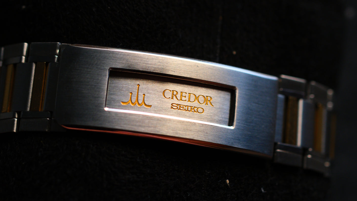 Credor Tank 18KT 5A74-3A10 Black Gray Dial Vintage Excellent Condition