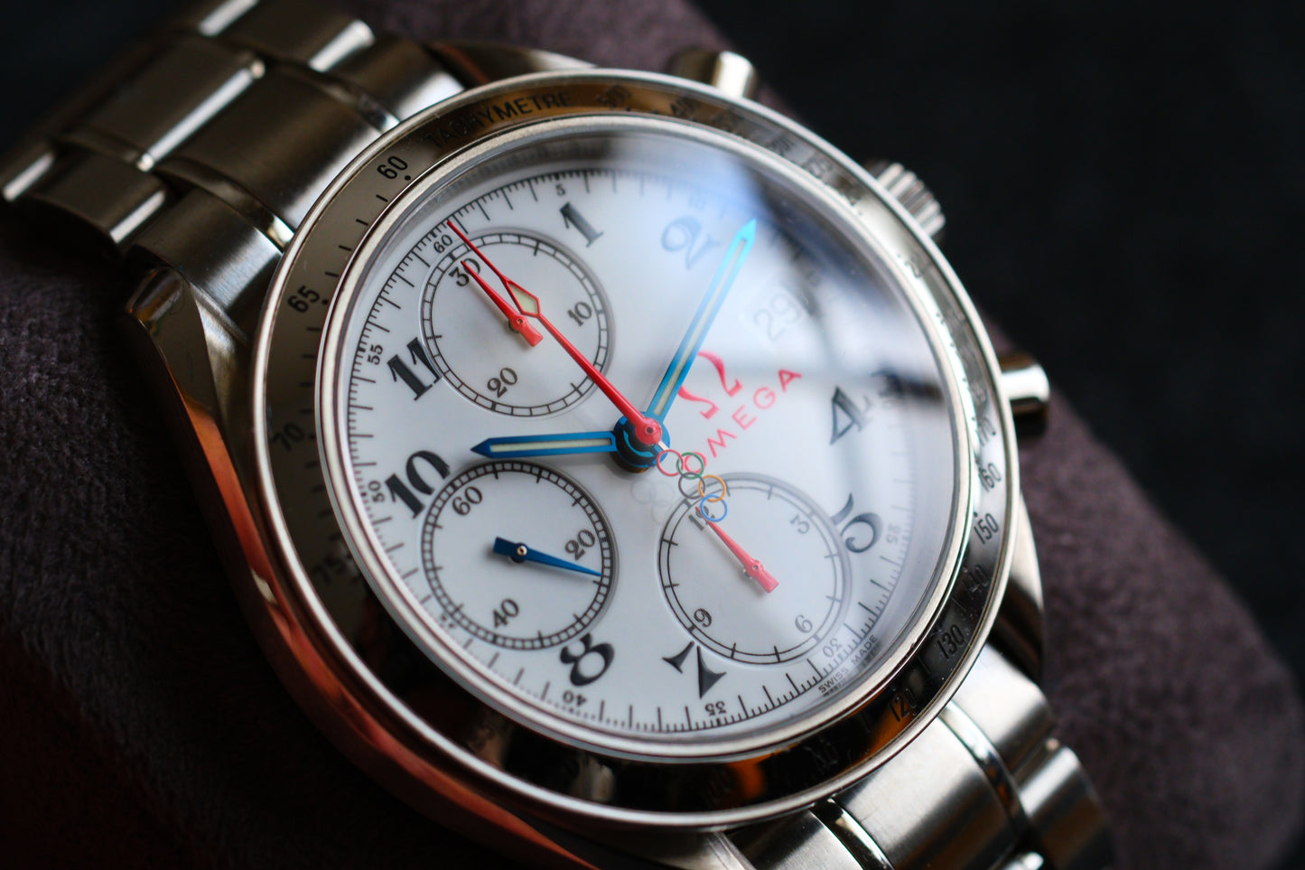 Omega Speedmaster 323.10.40.40.04.001 Specialities 2012 Olympic Games Collection Blue Red Hands | Good Condiition |Serviced