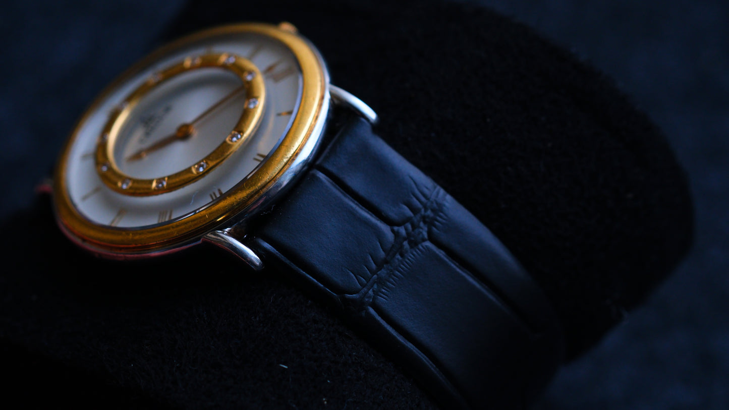 Credor 8N70-6070 Two Bezel 18K Gold Diamond Carson White Dial