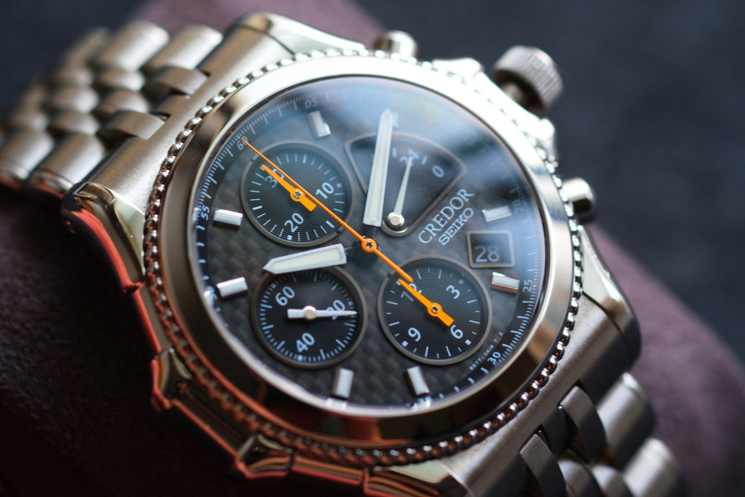 Credor Pacifique GCBK997 6S77-0A10 Chrnograph Limited 2000 Rare Carbon Dial Excellent Condition Serviced