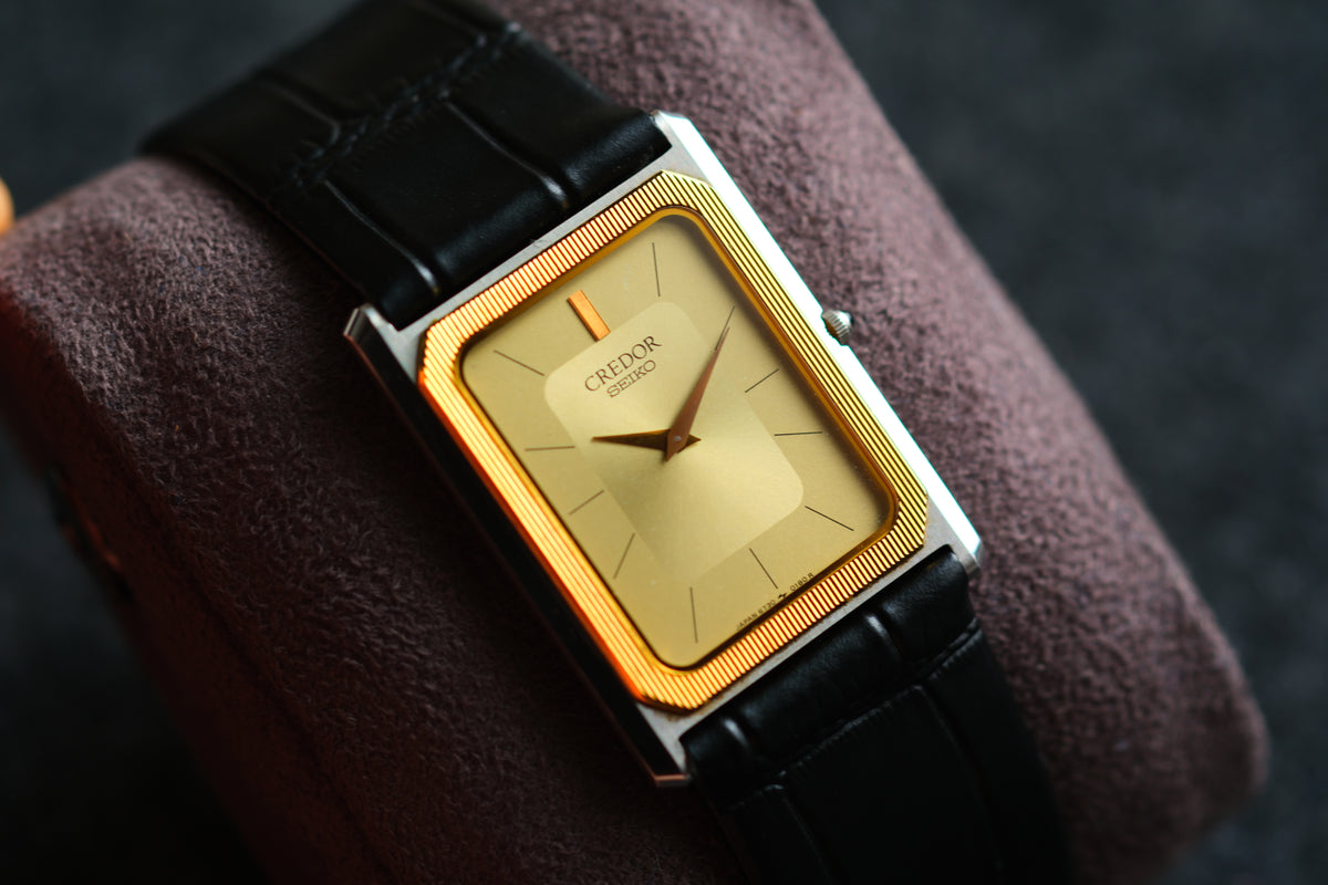 Credor Tank Men 6730-5090 14K Bezel SHA MIDDLE Vintage style